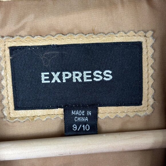 VINTAGE EXPRESS Leather Jacket Tan Womens 9/10‎ Weathered Western Boho Festival - Picture 10 of 11